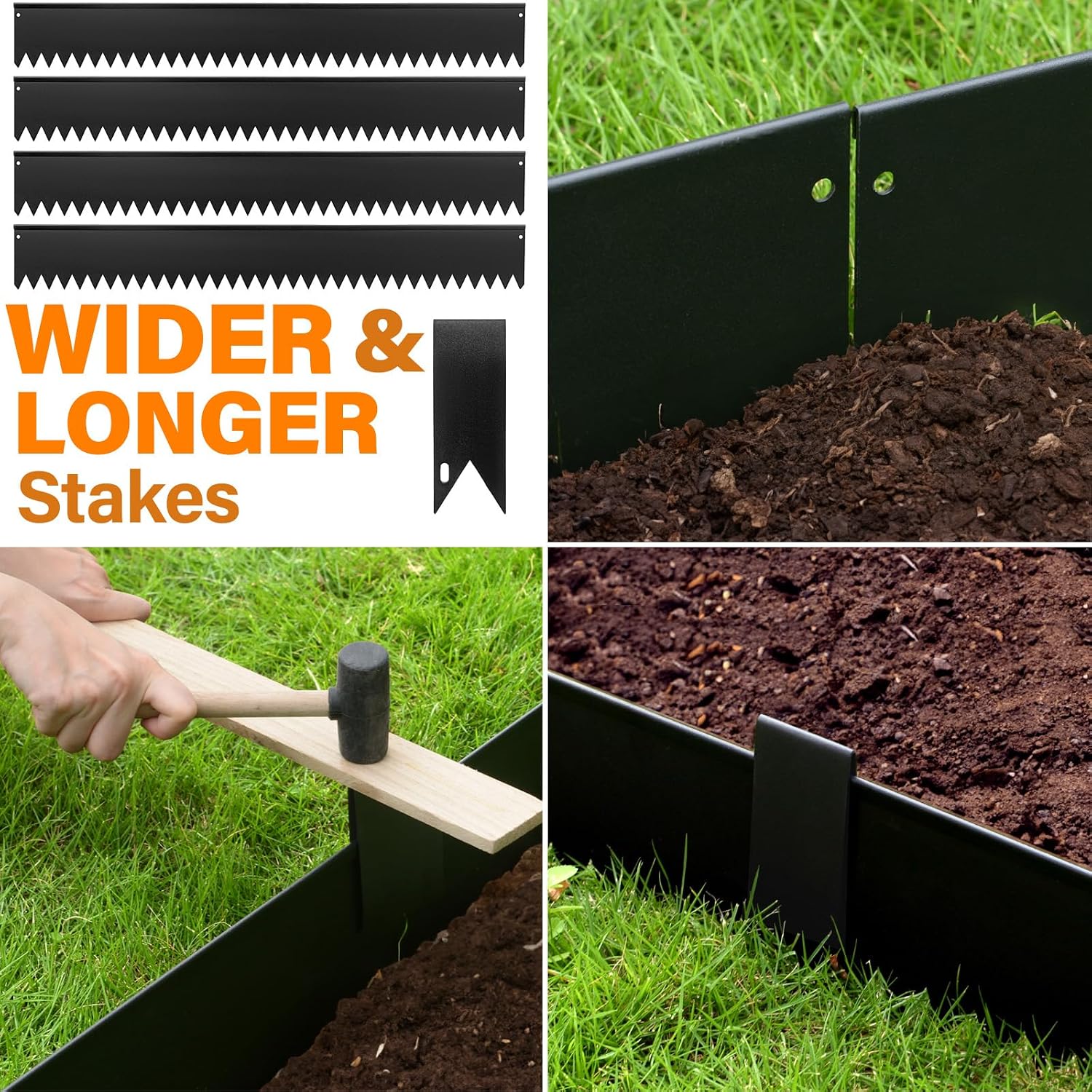 LAVEVE Galvanized Steel Landscape Edging 6-Pack, 40" L x 5" H (20Ft Total) | Hammer-in Metal Garden Edging Border with