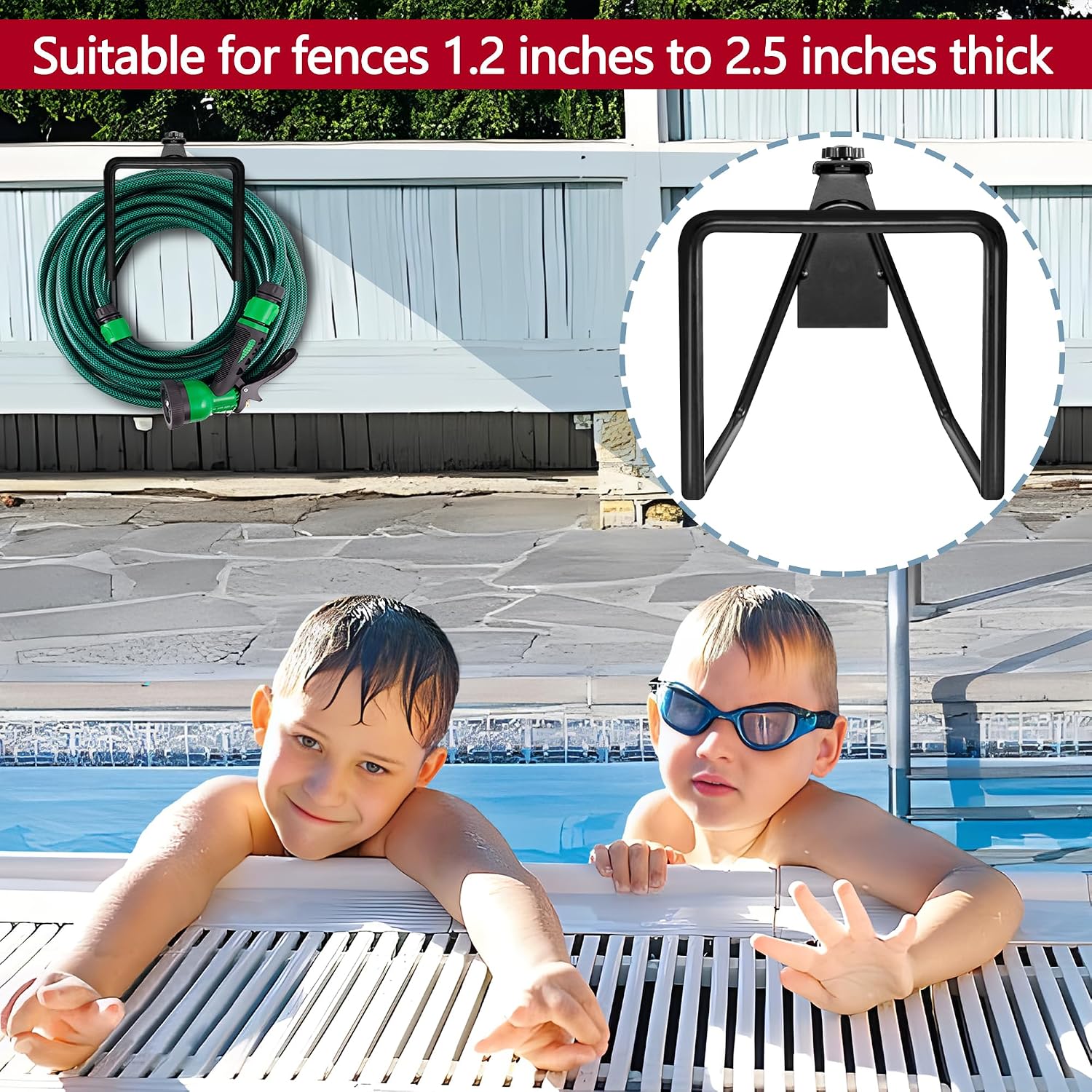Adnee 2 Pack Garden Hose Holder, Heavy Duty Wall Mount Hose Hanger | Adjustable Hose Reel Hose Hooks for Water Hose