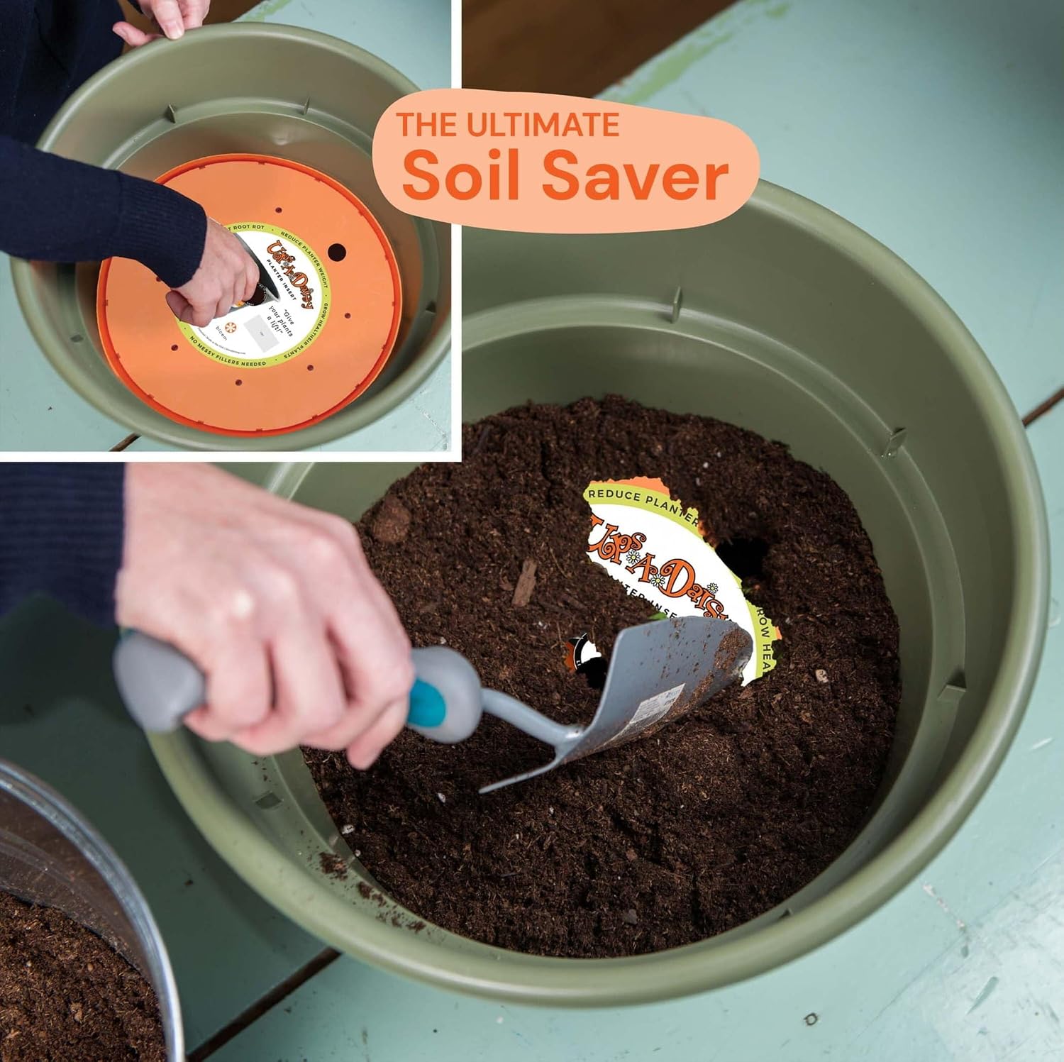 Bloem Ups-A-Daisy 11" Soil-Saving Insert for Round Planters, 2-Pack | Soil-saving inserts with drainage holes for round