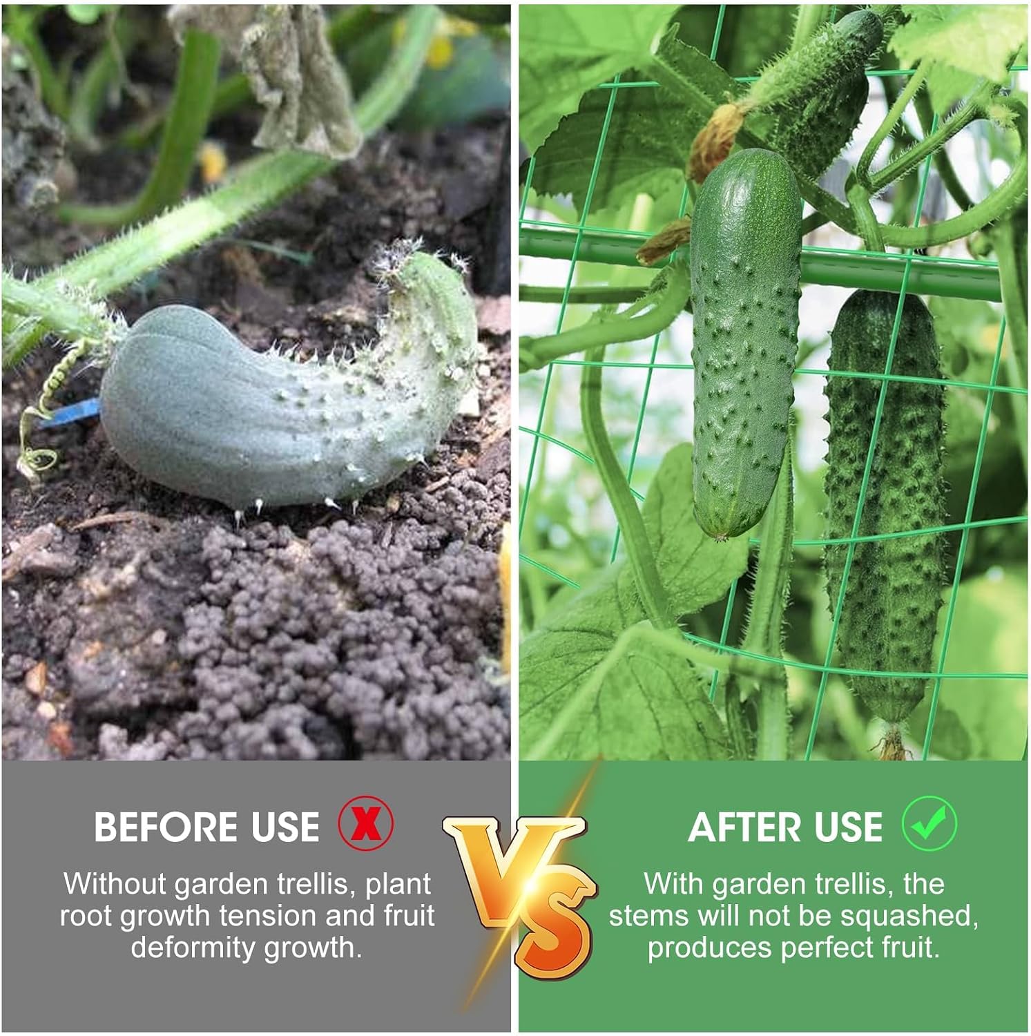 2PCS Cucumber Trellis for Climbing Plants Outdoor, Garden Trellis for Raised Bed Garden,Vegetable Grow Supports with