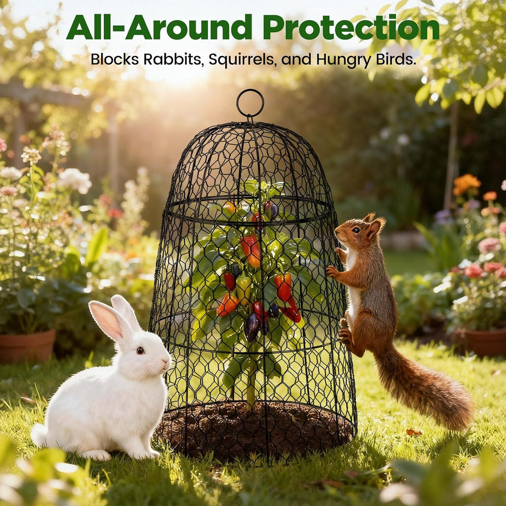 12 Pack XL Metal Garden Cloches for Plants, 17" Height Rustproof Chicken Wire Cloches for Seedlings, Vegetables &
