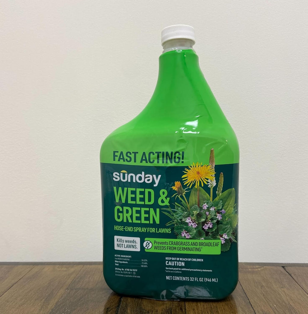 Sunday Pre & Post-Emergent Lawn Weed Killer & Greening Kit, 32oz 2-Pack | Organic Weed Warrior Kills Crabgrass