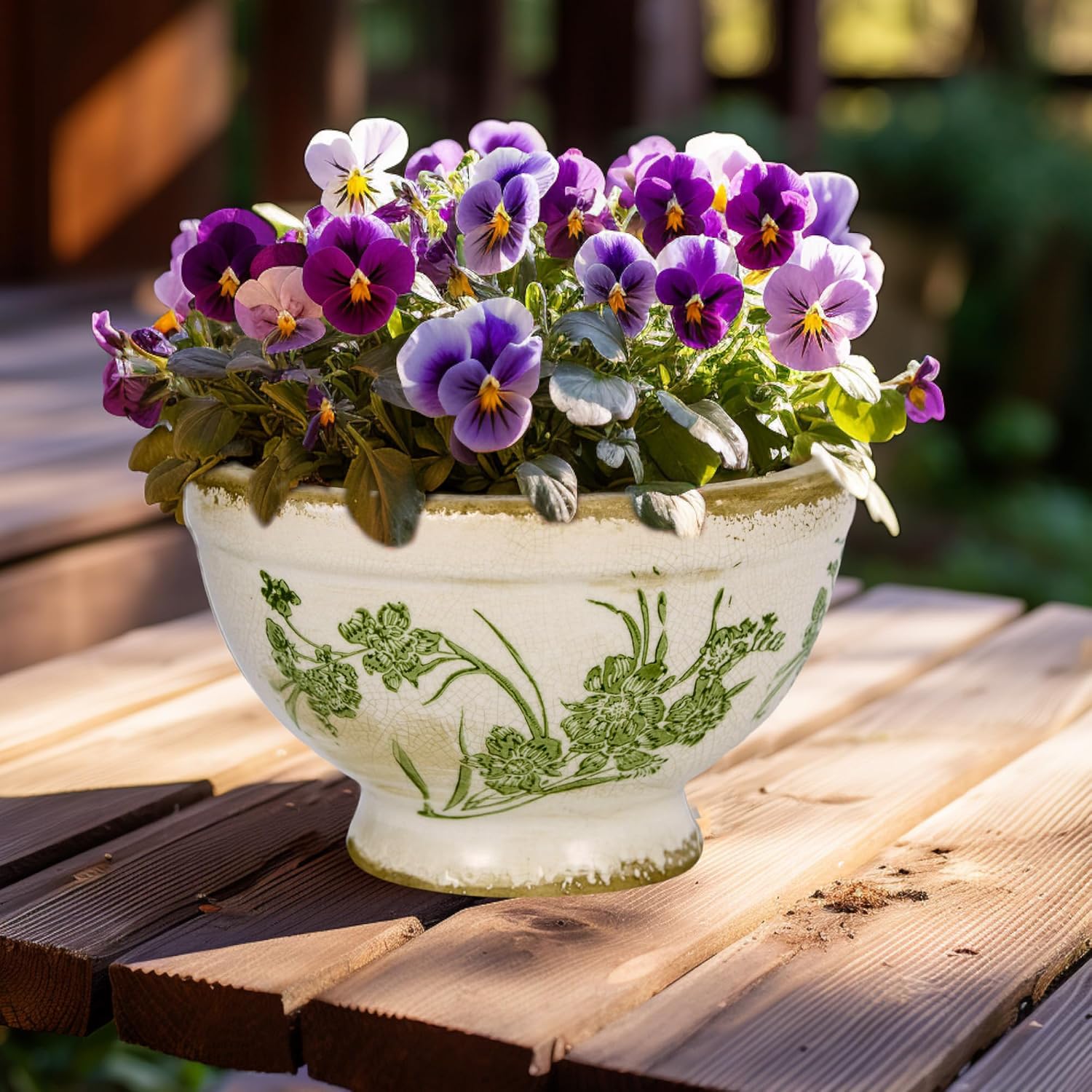 Dosayes Vintage Ice Crackle Grazd Ceramic Flower Pot with Drainage Holes, 4.33 Inch Rustic Planter for Indoor Plants
