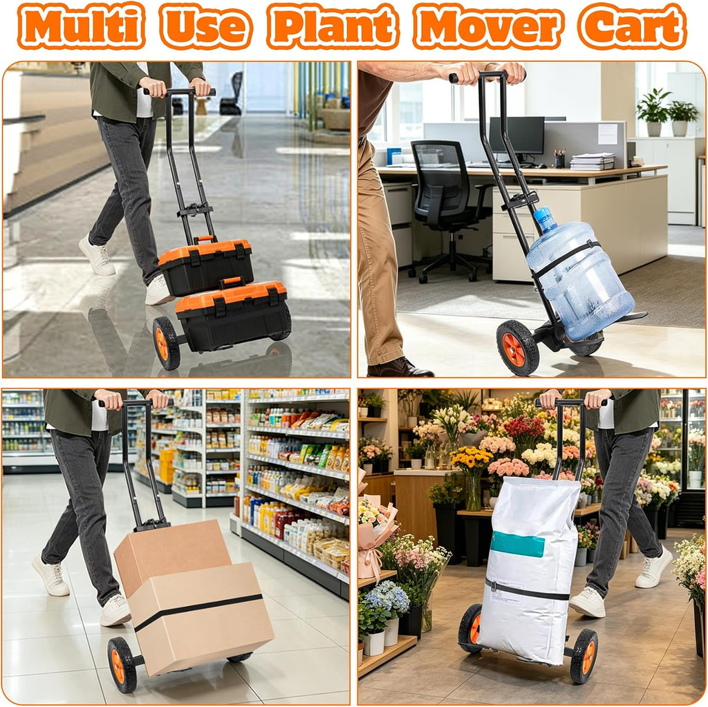 Plant Caddy with Wheels, Heavy Duty Plant Dolly Caddy Cart, 175LBS Plant Mover Cart with Adjustable Grabbing Arm