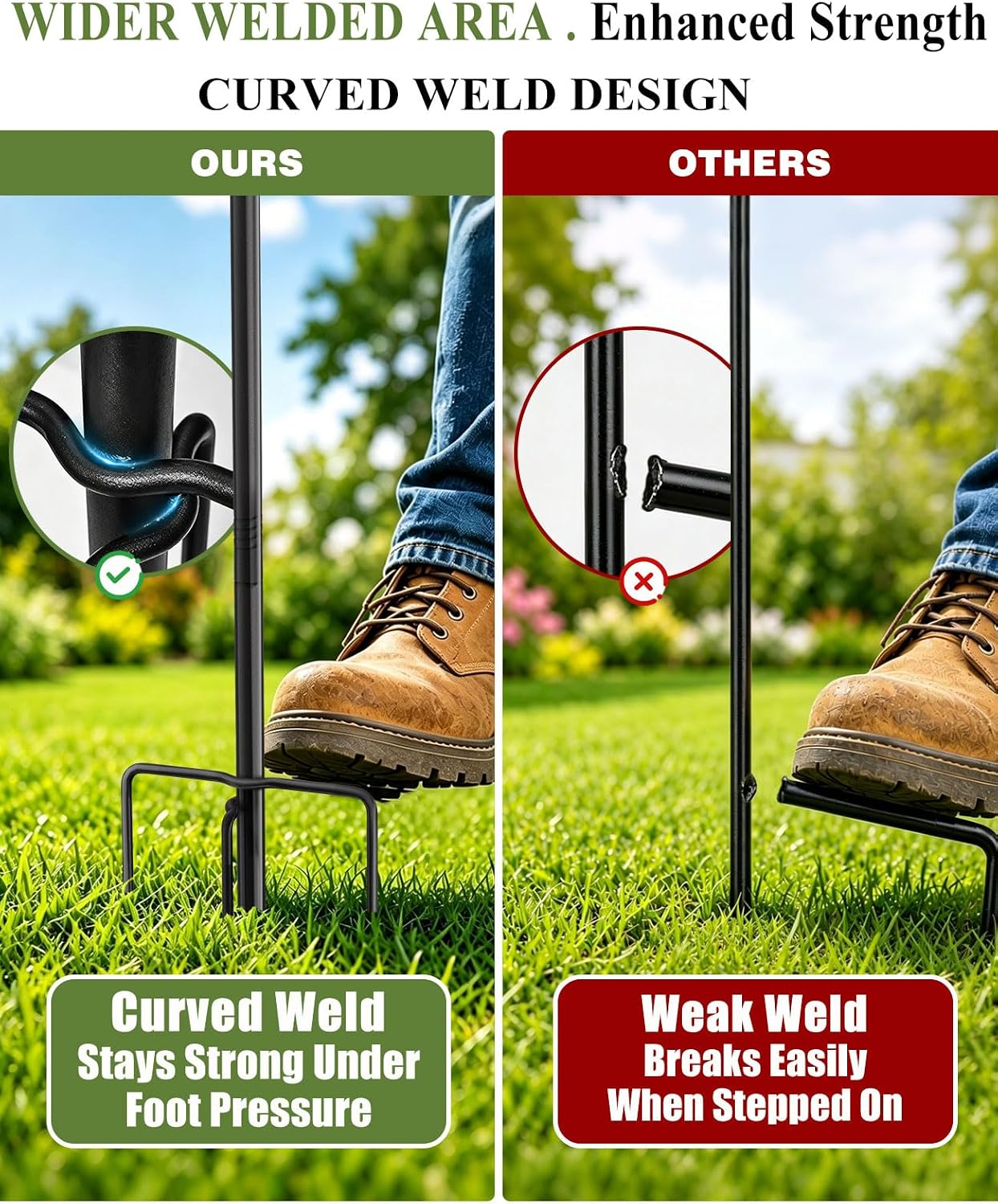 Garden Flag Holder for Outside, 5 Prong Base Small Flag Stand | Reinforced Threaded Connection, Heavy Duty Yard Flag