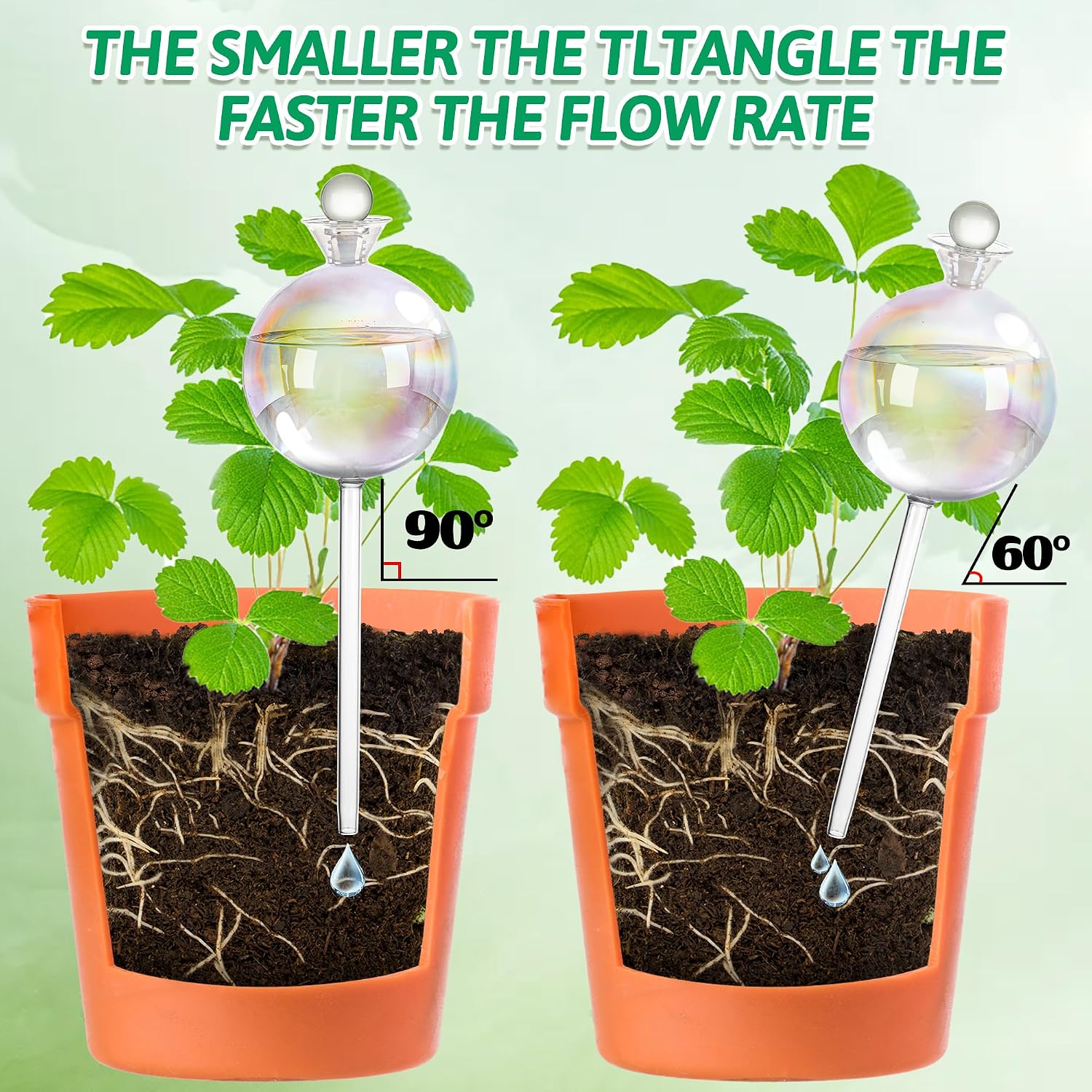 17 oz Up 2 Weeks Extra Large Plant Watering Globes, Self Watering Planter Insert Iridescent Self Watering Globes