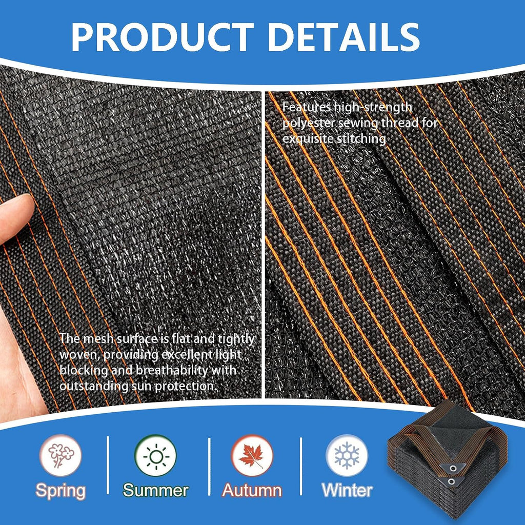 90% Shade Cloth for Garden- Breathable Mesh Tarp for Vegetables & Plants, Outdoor Patio Sun Shade with Grommets