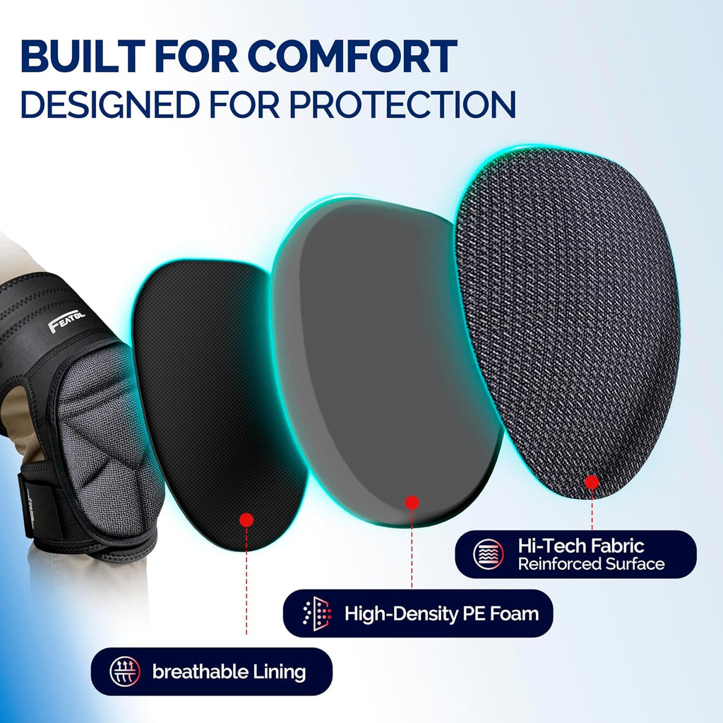 FEATOL Gardening Knee Pads for Women Men, Soft Foam Cushioning & Wear-Resistant Kneepads, Non-Slip Floor-Safe