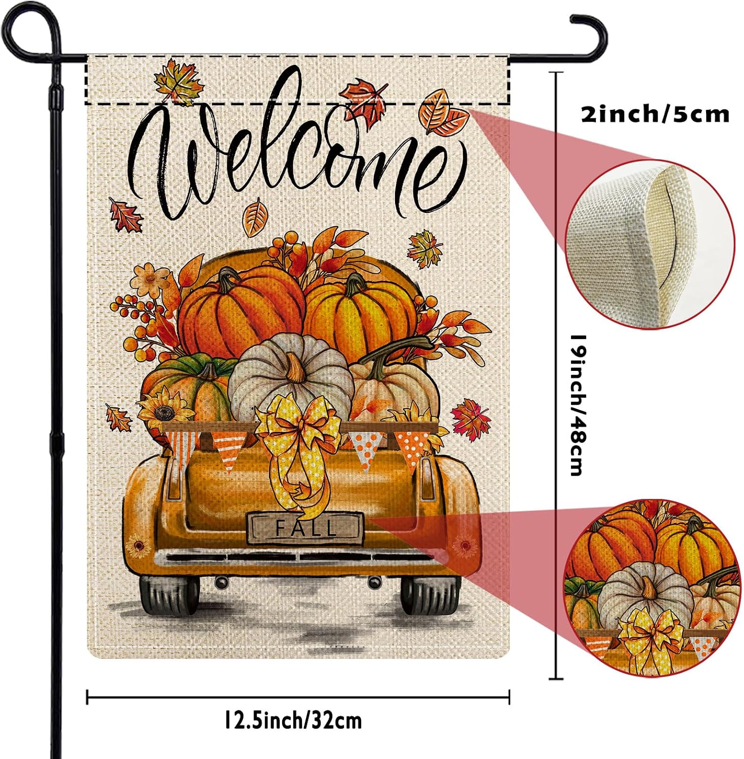 Rustic Truck Garden Flags for Outside Set of 12, Car Welcome Seasonal Garden Flags 12x18 Double Sided for All Seasons