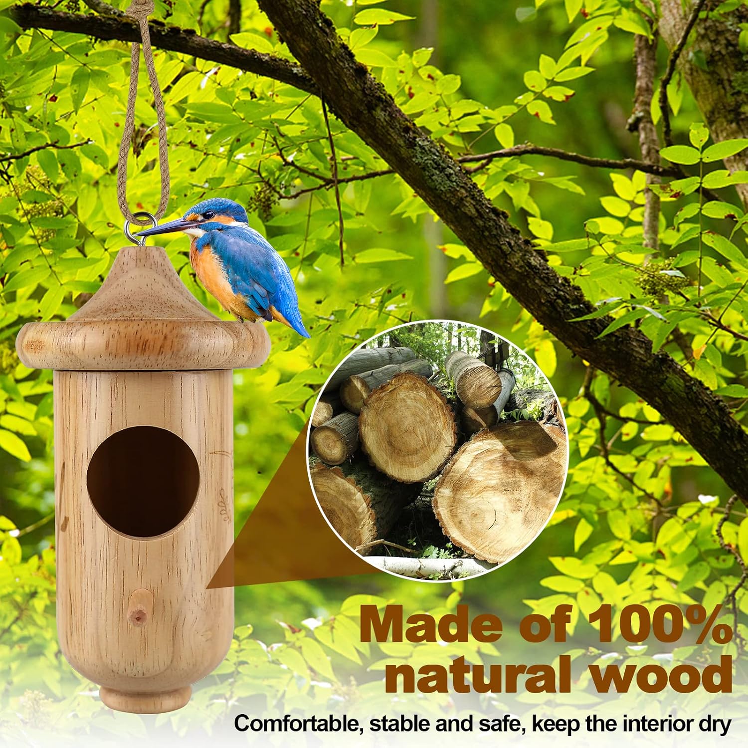 Hummingbird House, Hummingbird Houses for Outside Nesting with Bird Feeder | 3 Pcs Small Wooden Hummingbird Nest