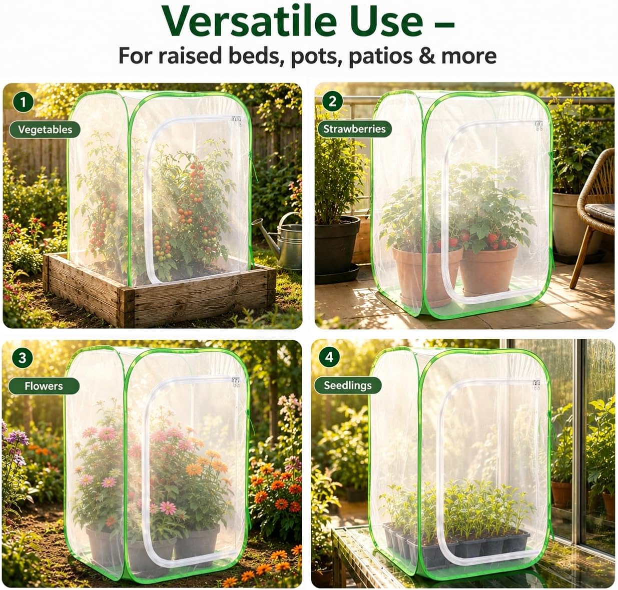 Pop-up Mesh Plant Cage Tent for Garden Pest Protection (24" x 24" x 36") | Durable Reusable Plant Enclosure Cover for