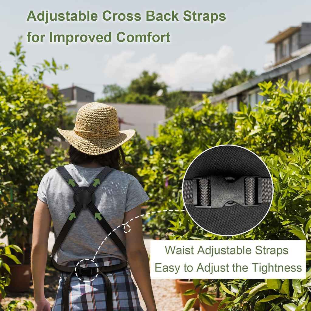 Gardening Apron Waterproof Cross Back Apron, Extra 600D Heavy Duty Apron Harvest and Large Quick Release Pockets