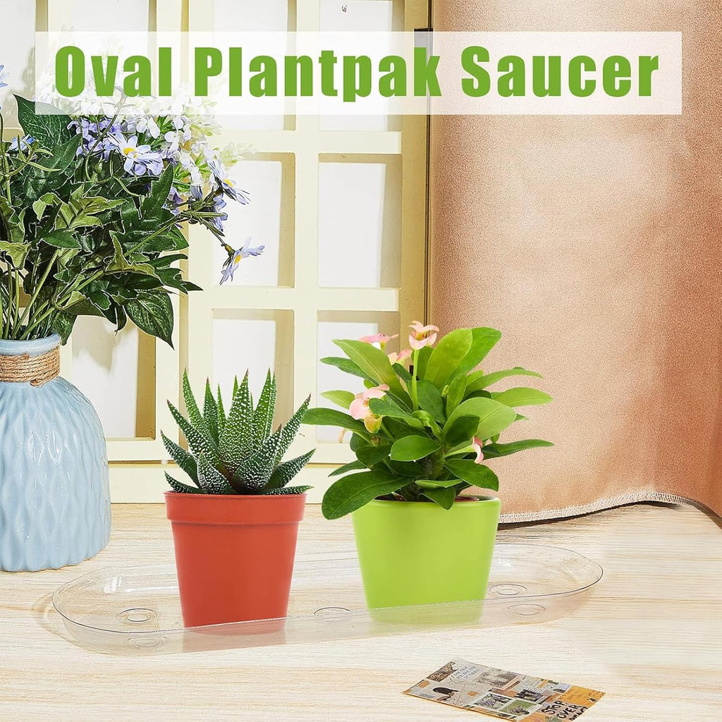 10 Pcs 12 x 6 Inch Plant Tray Plastic Plant Saucer Window Sill Tray Rectangular Drip Trays Plastic Oval for Indoors
