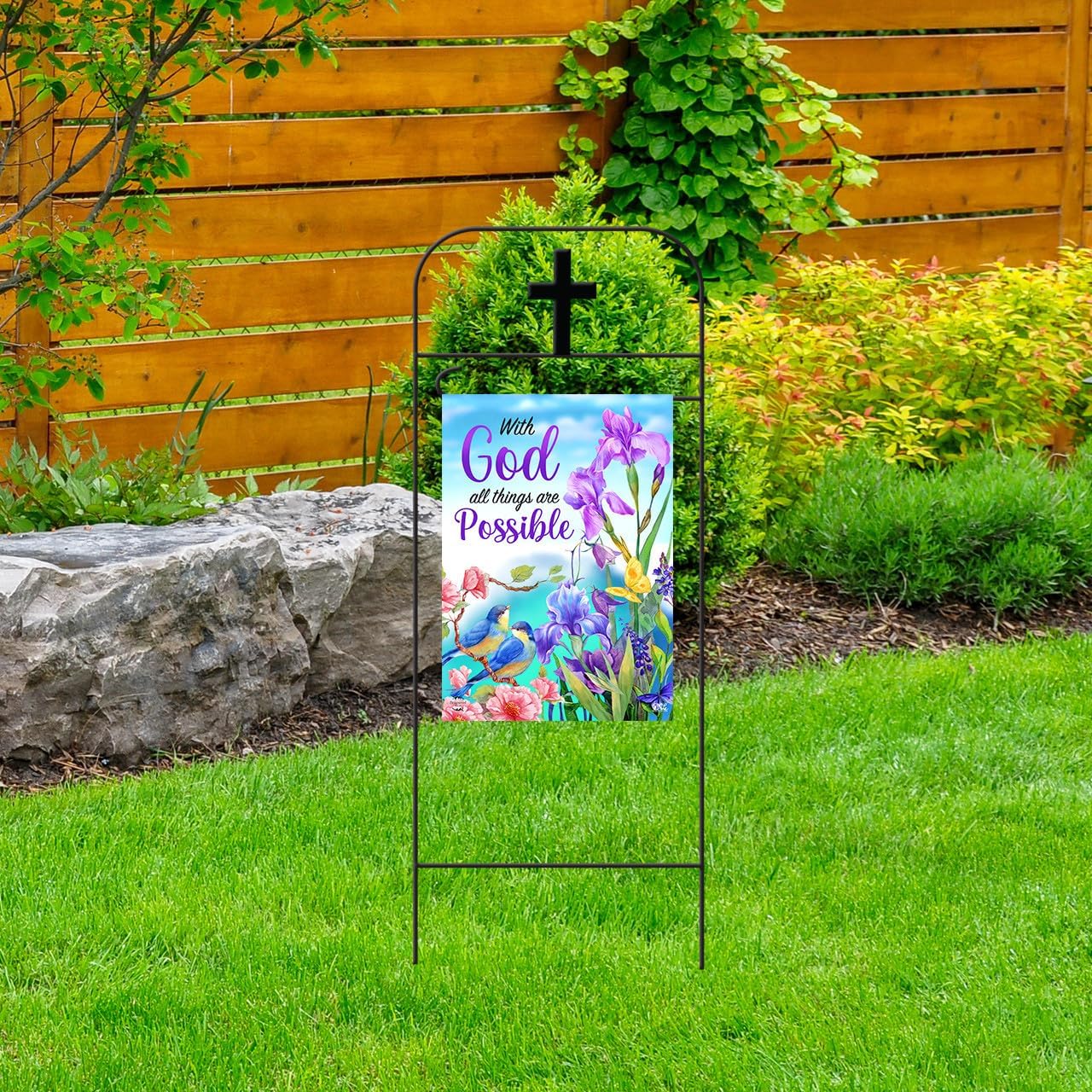 Briarwood Lane Everyday Wrought Iron Cross Garden Flag Arbor 41x15 Garden Flag Decorative Arbor