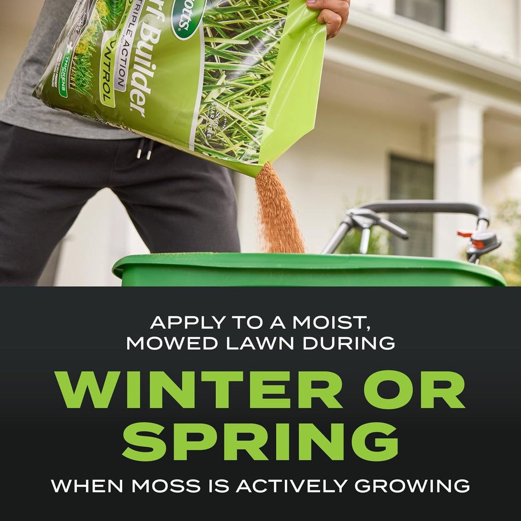Scotts Turf Builder Triple Action for Moss Control, 20 lbs. | Moss Killer and Lawn Fertilizer, Covers Up to 4,000 sq.