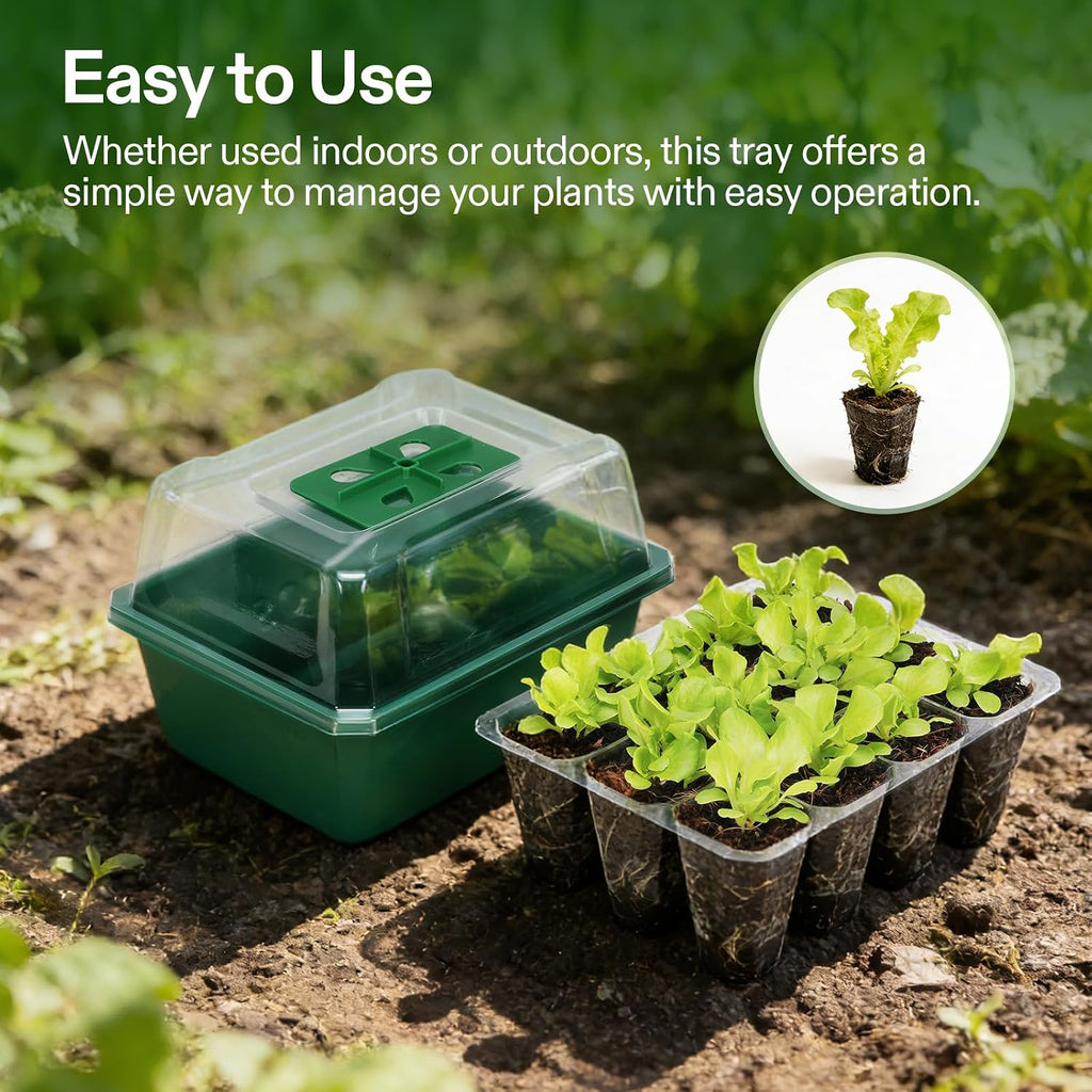 VIVOSUN 6-Pack Seed Starter Trays & 10"x20.75" Seedling Heat Mat | Self-Adjusting Digital Display Temperature