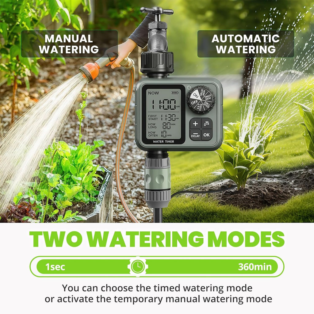 Sprinkler Timer for Garden Hose, Irrigation Water Timer with Rain Delay, Automatic Manual Watering for Lawn Yard