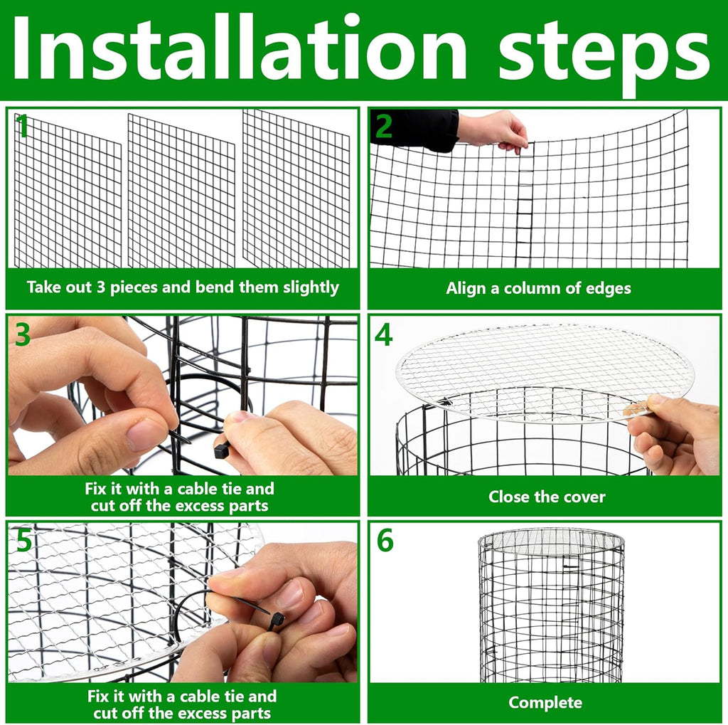 Adnee 8 Pack Wire Plant Protector with Cover-20" x 11" Detachable Metal Plant Protectors Mesh-Garden Plant Protectors