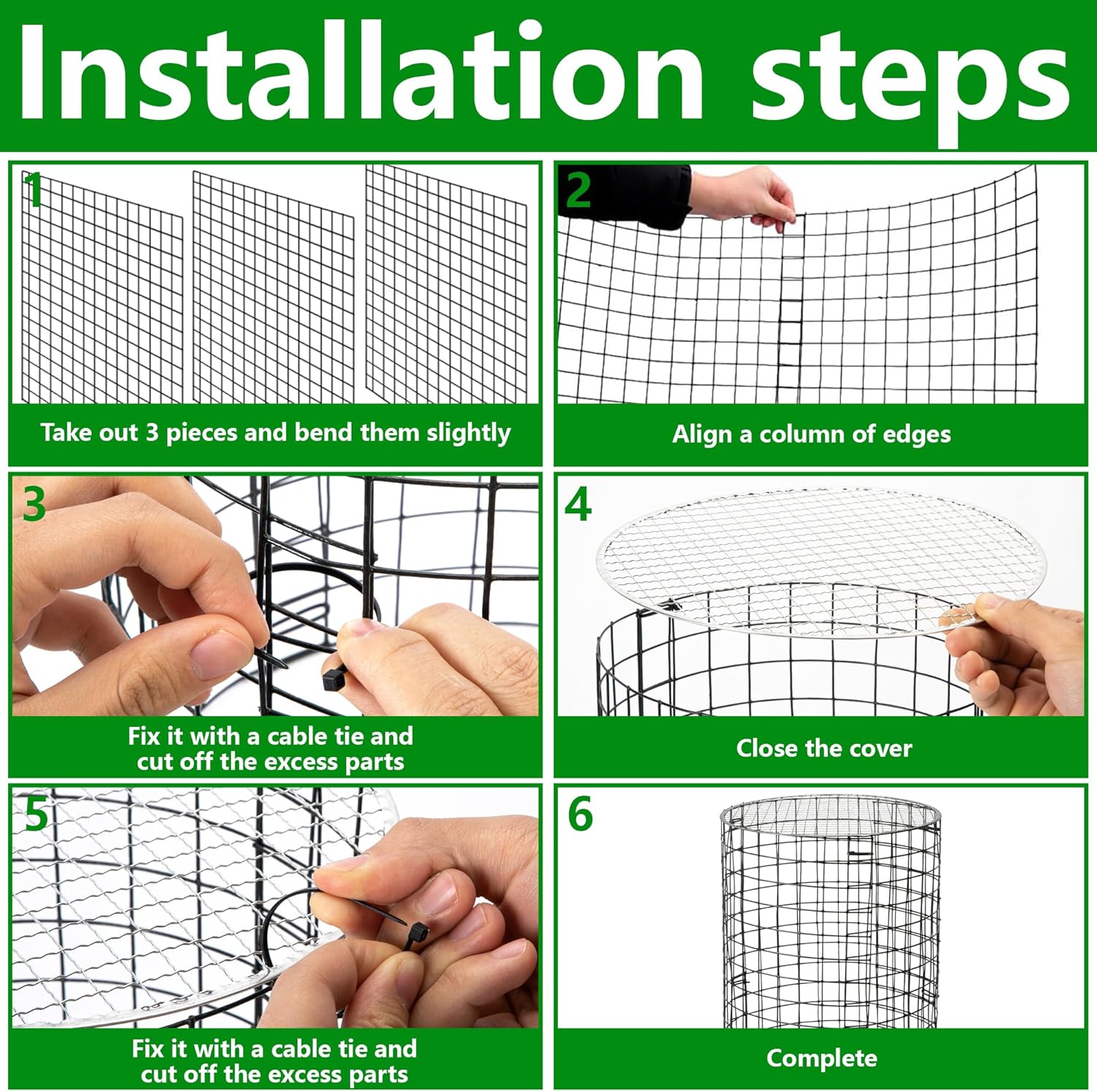 Adnee 8 Pack Wire Plant Protector with Cover-20" x 11" Detachable Metal Plant Protectors Mesh-Garden Plant Protectors