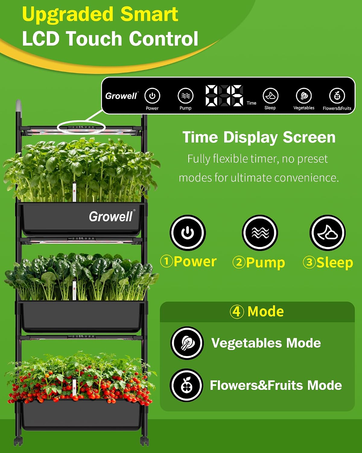 Growell Large Hydroponics Growing System Kit, 81 Pods Vertical Indoor Herb Garden Kit with LED Grow Light & Independent