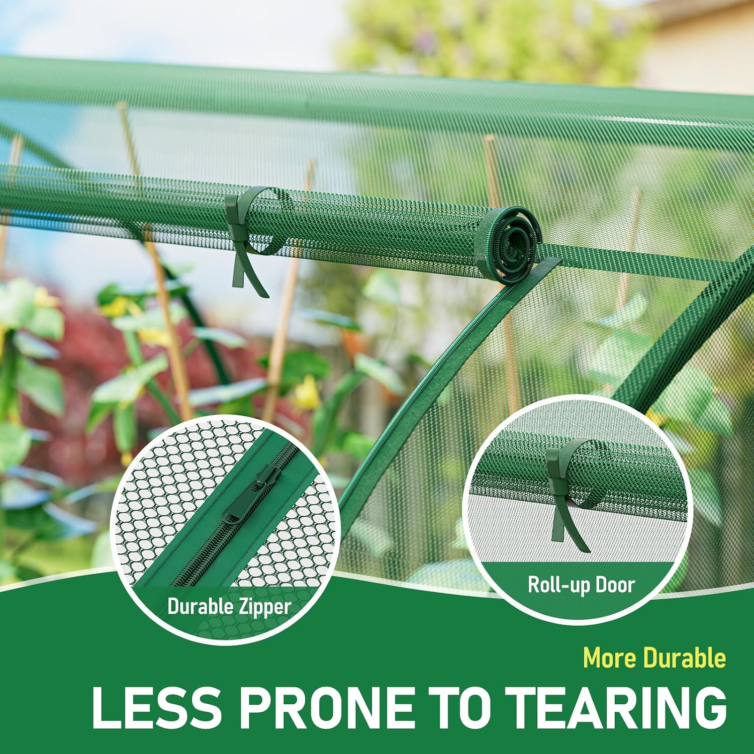 SPECILITE 98x49x49in Garden Plant Netting Mesh Cover for Raised Bed, Green | Roll-up Zipper Door, for Vegetables