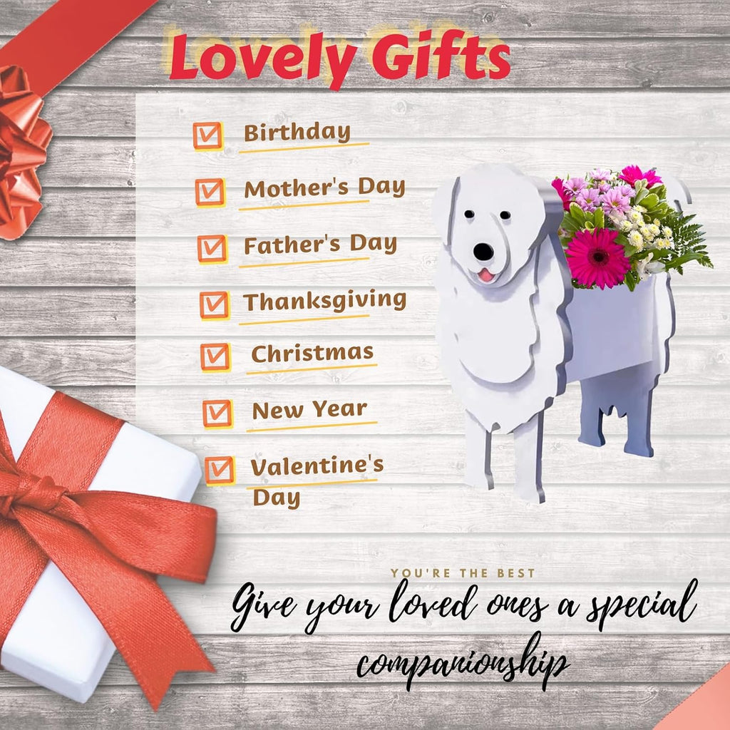 Great Pyrenees Dog Planter Pots, Animal Shaped Flower Pot | Cute Plant Gift for Women and Pet Lovers, Indoor Outdoor