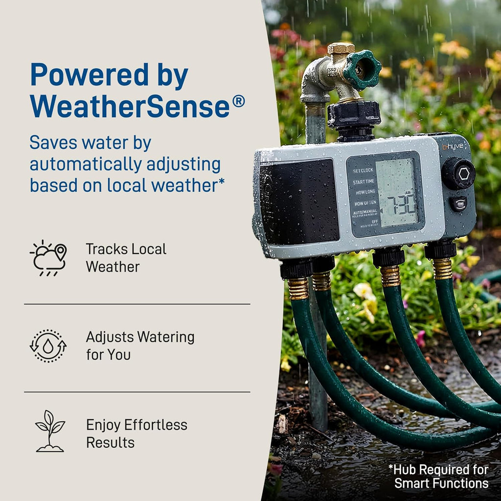 Orbit B-hyve XD 4-Port Smart Hose Watering Timer - App Controlled - Smart WeatherSense - Bluetooth Sprinkler Timer with