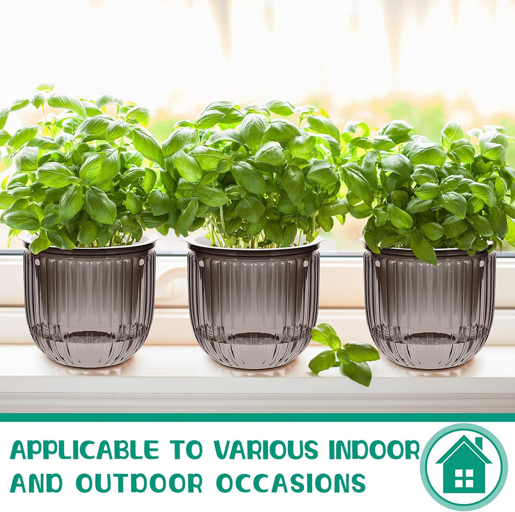 4 Pcs Self Watering Hanging Planter Indoor 6.5 Inch Hanging Baskets for Plants Outdoor Plastic Flower Pot with 3 Hooks