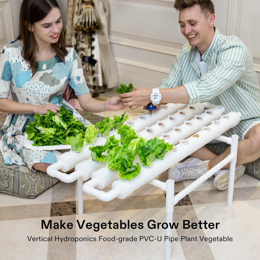 VIVOSUN Hydroponic Grow Kit, 1 Layer 36 Plant Sites 4 Food-Grade PVC-U Pipes Hydroponics Planting System with Water