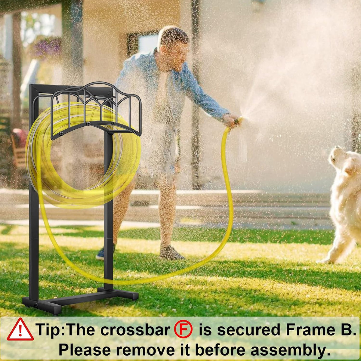 Garden Hose Holder,100ft Capacity Hose Reel for Outside | Upgraded Metal for Stronger and Stable,Heavy Duty Water Hose