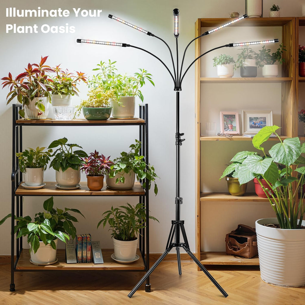 Grow Lights for Indoor Plants, 5 Heads Grow Light with Tripod Stand | Full Spectrum,100PCS LEDs,3 Light Modes,6/12/16H