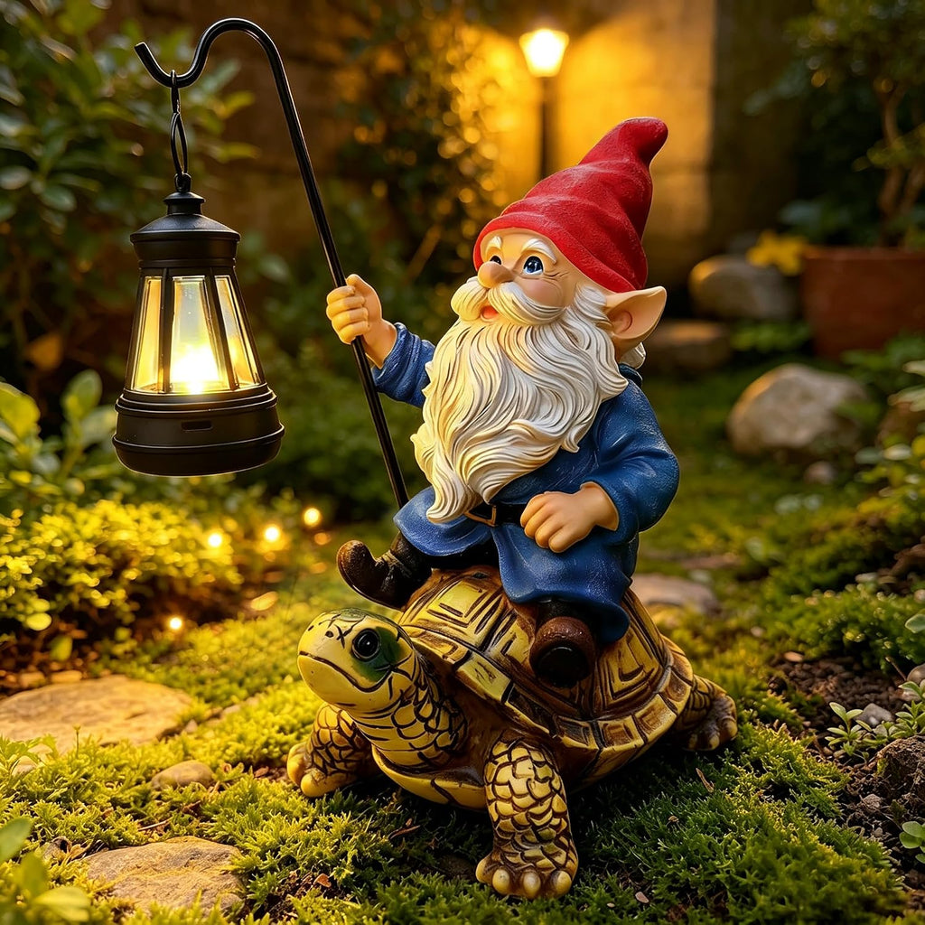 Outdoor Garden Gnome Statue, Solar Light Gnomes Statues Decoration for Yard | 7" Garden Gnome Outdoor Statue, Solar