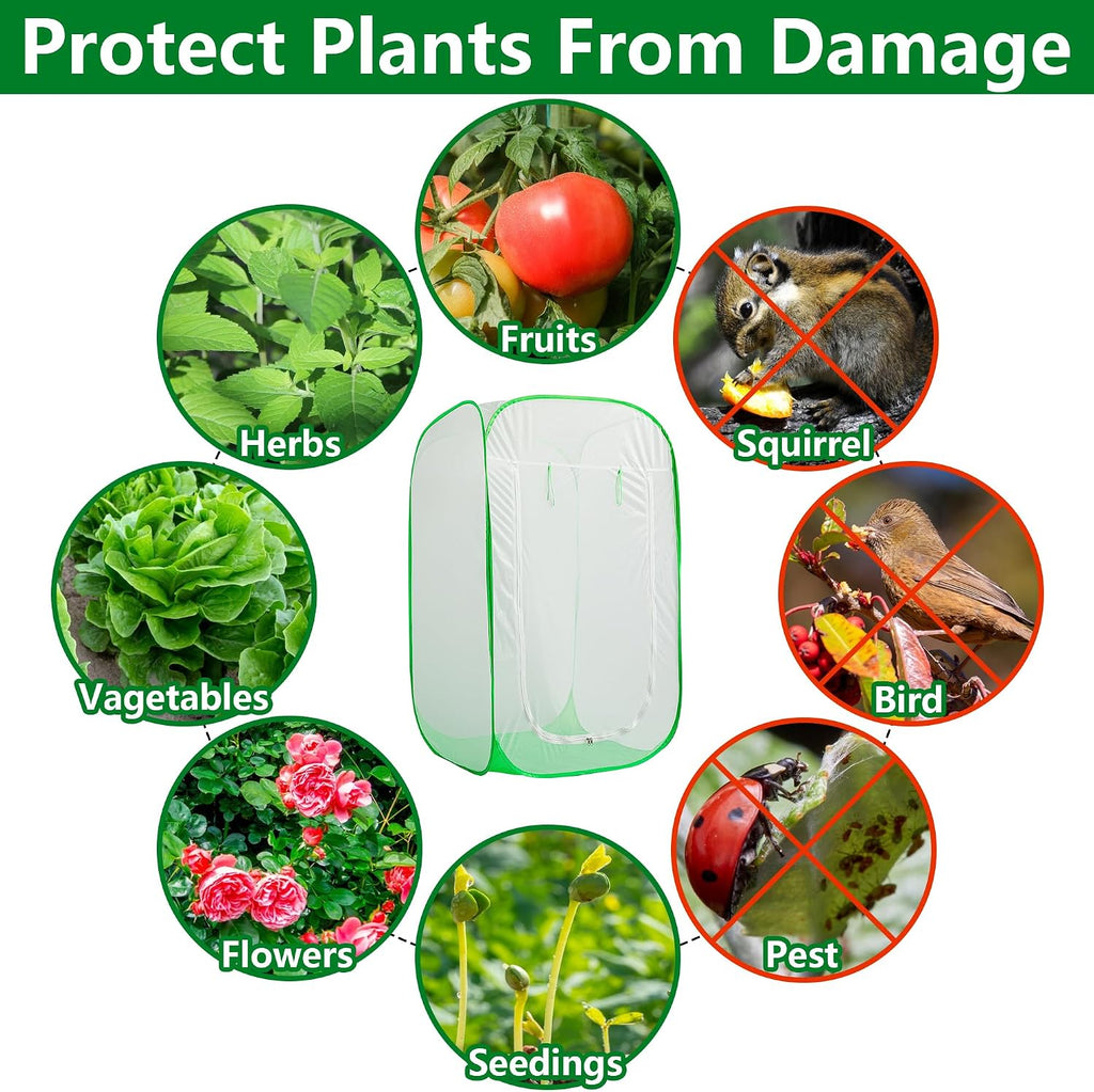 48" x 28" x 28" Pop Up Garden Mesh Plant Cover, Plant Protectors Mesh Plant Enclosure, Garden Net Cage Pest Protection