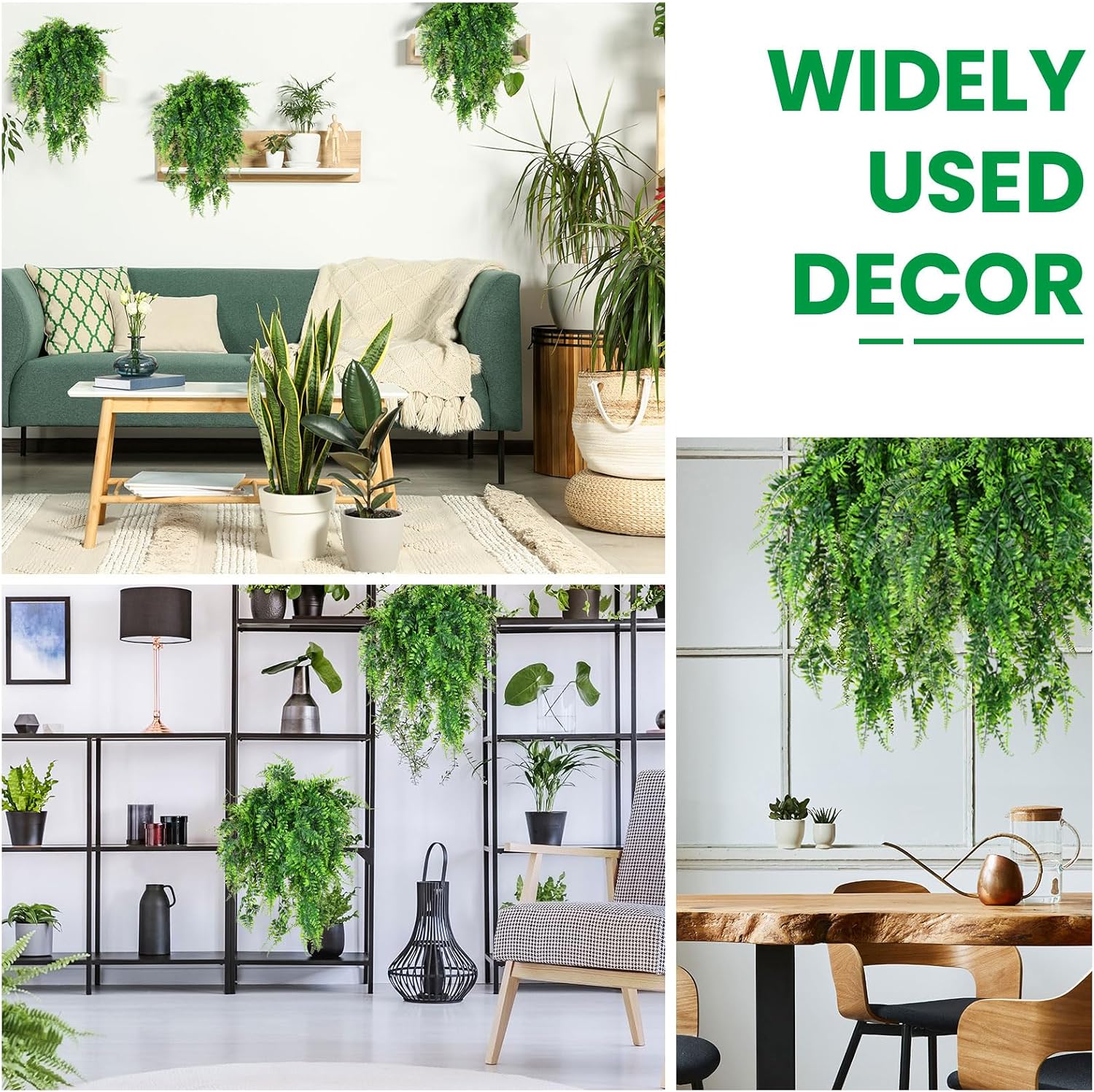 Geosar 64 Pcs Artificial Hanging Plants Boston Ferns 32 Inch Plastic | Fake Greenery for Wall Garden Wedding Garland