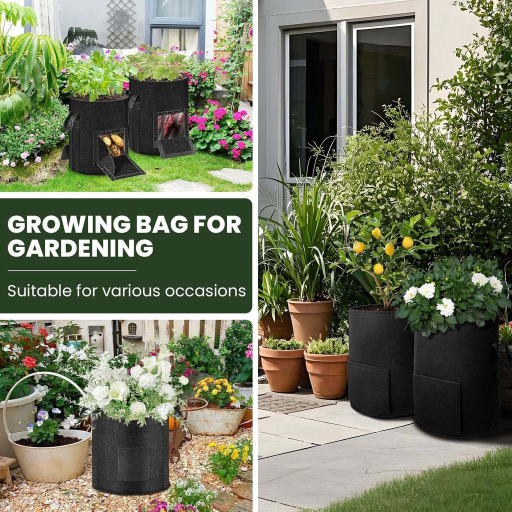 15-Gallon Potato Grow Bags (4 PS) with Unique Leak-Proof Harvesting Window and Transparent Observation Window, Suitable