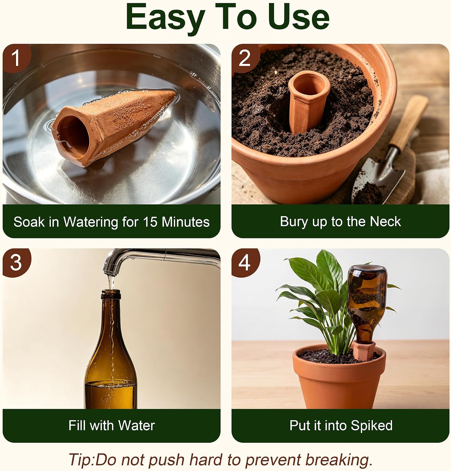 Terracotta Plant Watering Pikes, Automatic Plant Waterer for Vacations, Self Watering Spikes for Indoor and Outdoor