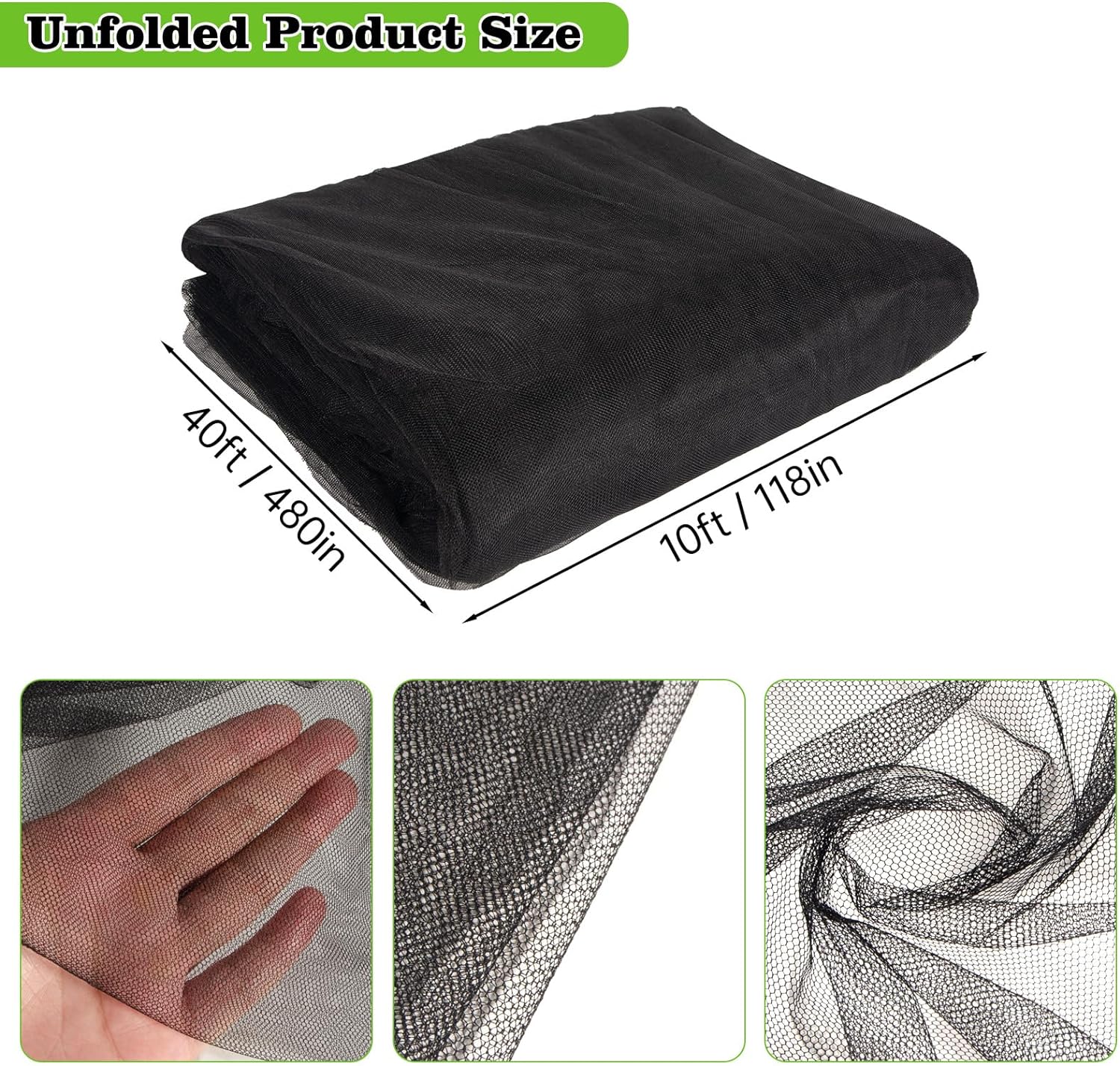 39 x 10 Ft Mosquito Netting for Garden Patio, Breathable Mesh Net for Bird and Insect Protection, Plant Cover for