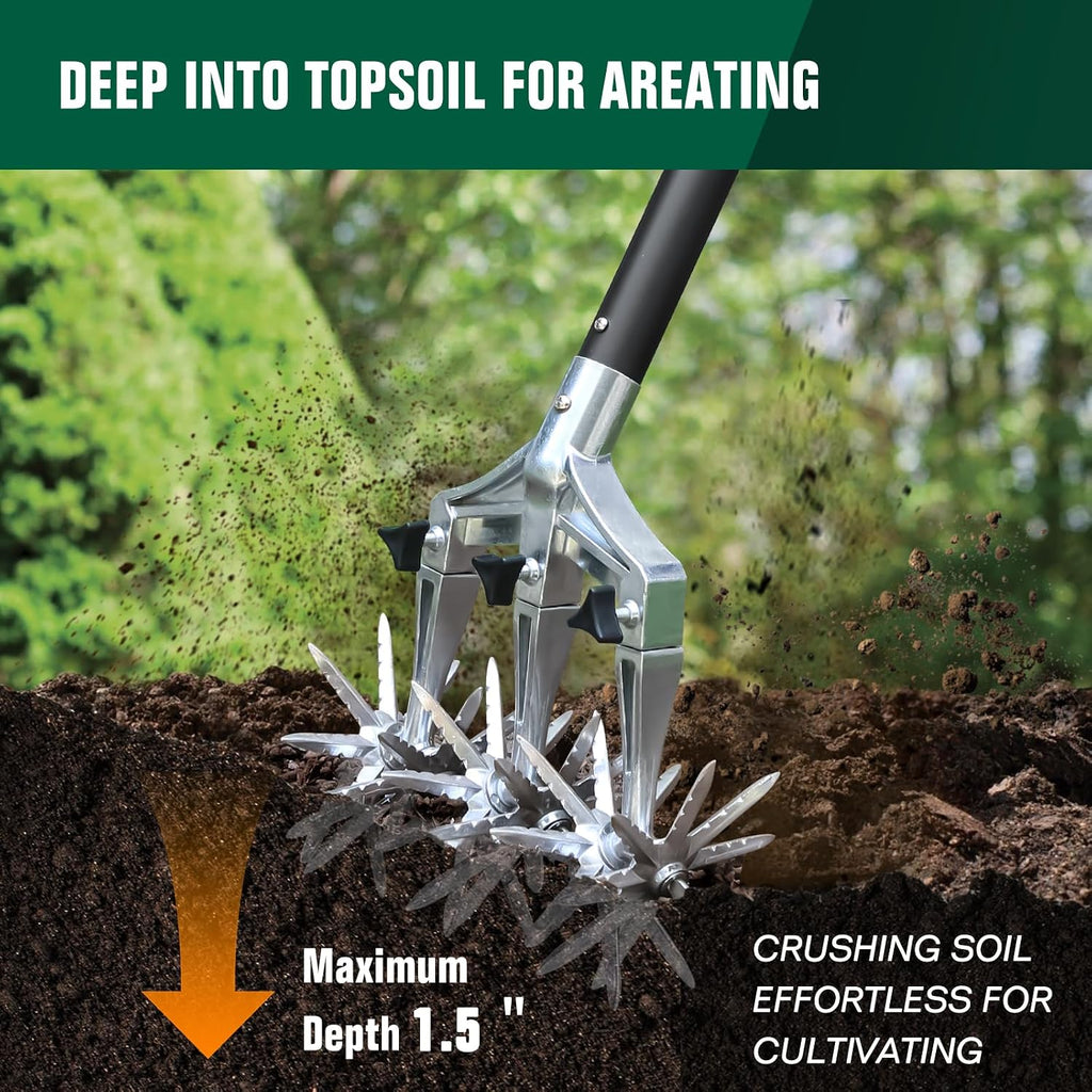 Altdorff Rotary Cultivator Garden Tool for Gardening and Lawn(61''), Rotary Hand Tiller with Detachable Thicker