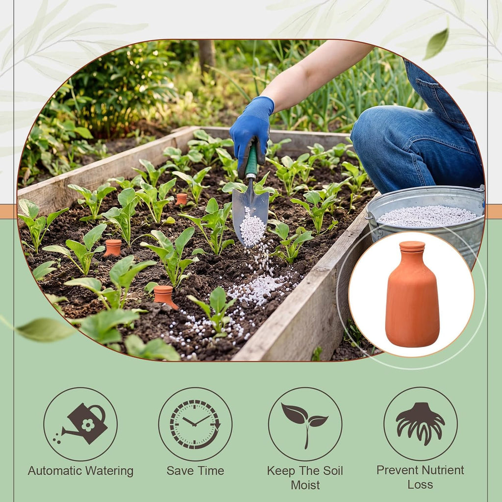 DoubleFill 1 Pcs 50 oz Ollas Terracotta Watering Pots Self Watering Planter Insert Terracotta Globes Clay for Outdoor