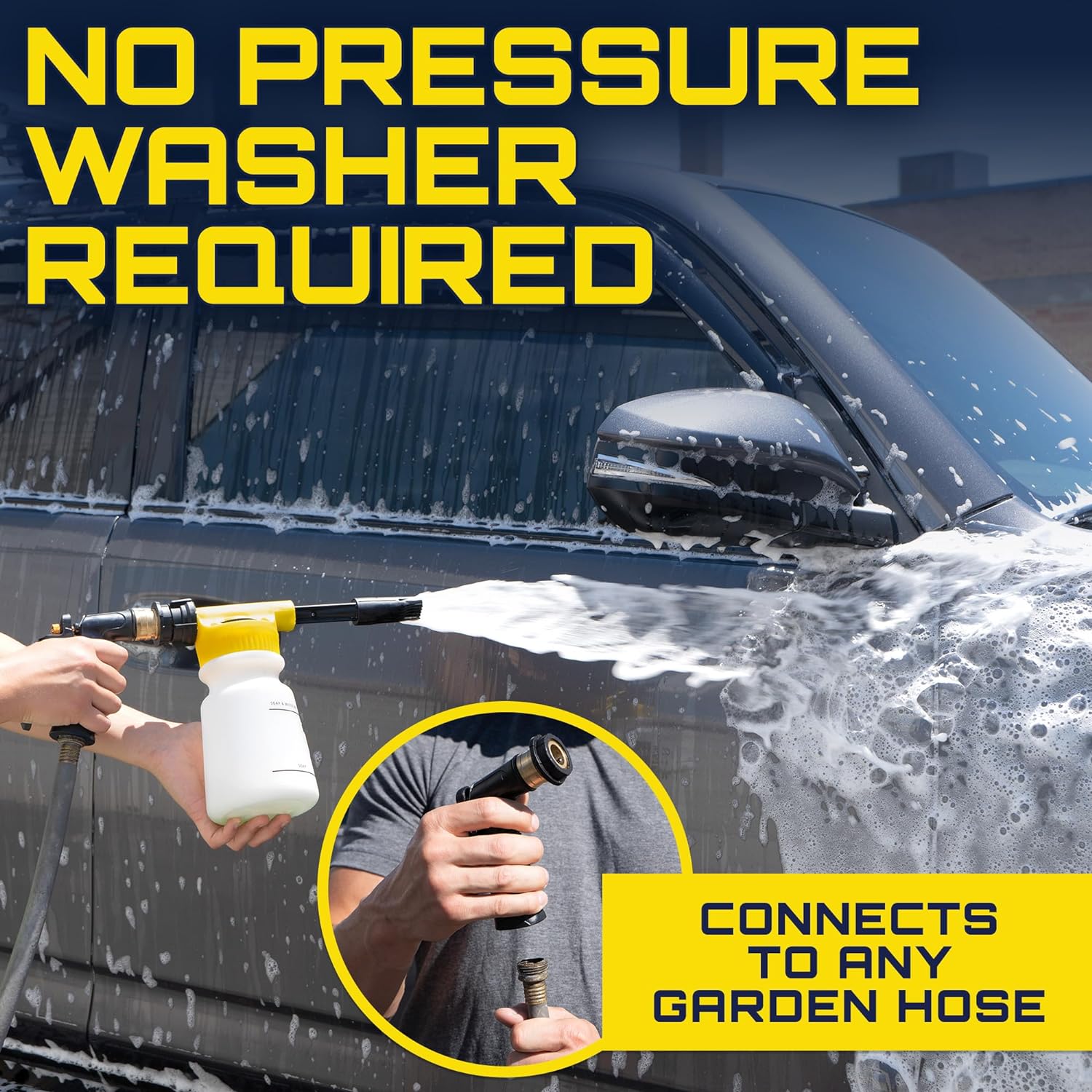 Foam King Car Wash Foam Gun Sprayer, Foam Cannon Garden Hose Soap Sprayer | King of Suds 32oz with 6 adjustable foam