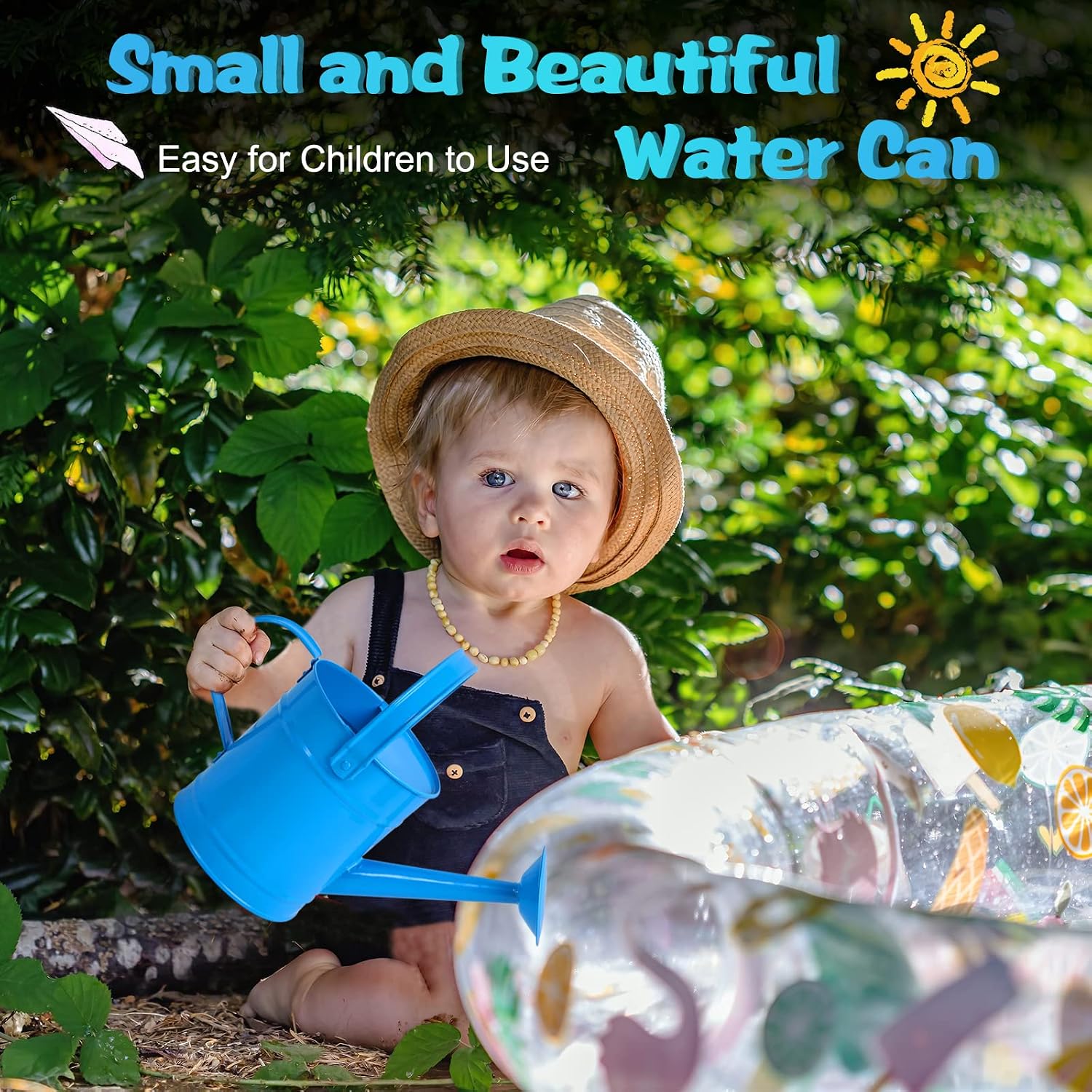 Blue Metal Watering Can, 1.5L for Kids Comfort Handle | Small Toddler Watering Can for Children,Ideal for Outdoor Home