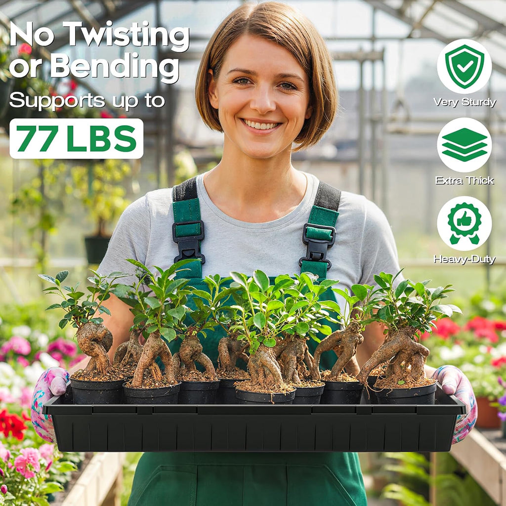 ZJP 20 Pack Extra Thick 1020 Heavy Duty Seed Starter Trays - No Holes, Reusable, 2.44 in Deep, Plastic Plant Growing