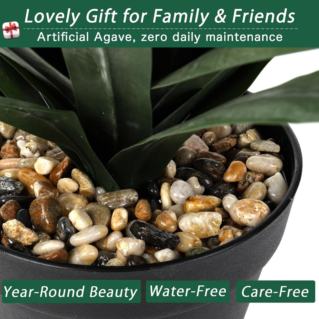 Artificial Agave Plant 30 Inches Wide Large Faux Agave Plant with 126 Realistic Leaves in Pot Fake Greenery Plants for