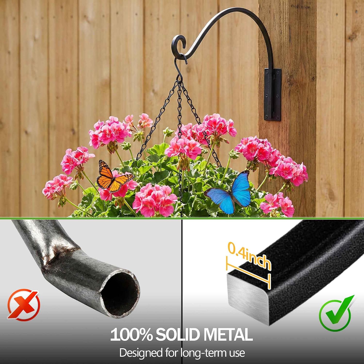 AJART Hanging Plant Hanger Outdoor: 22-Inch Bird Feeder Wall Hooks | Heavy-Duty hanging basket hook,100 Lbs Capacity