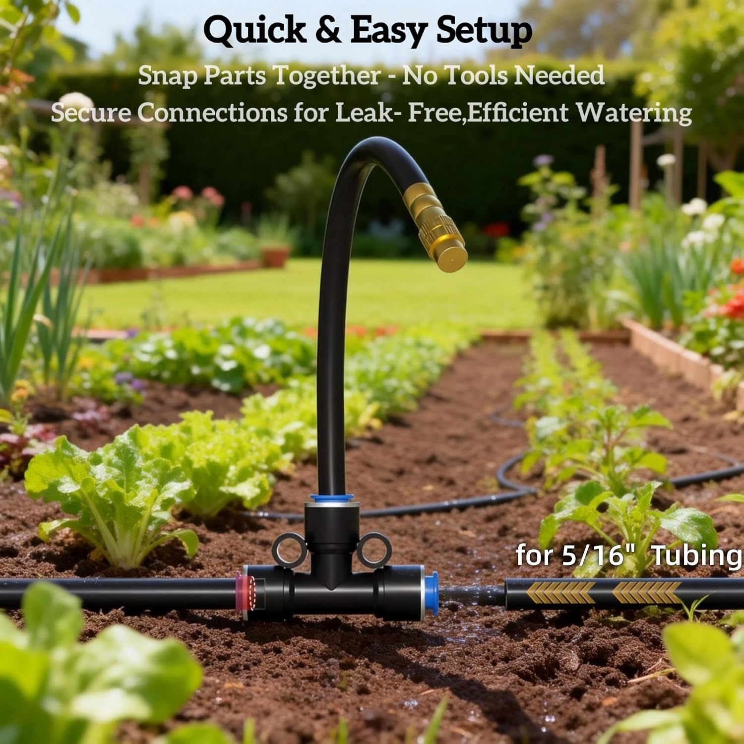 200FT Drip Irrigation Kit, 40 360° Copper Nozzles, Garden Watering System | Large Coverage, Drip Irrigation Parts