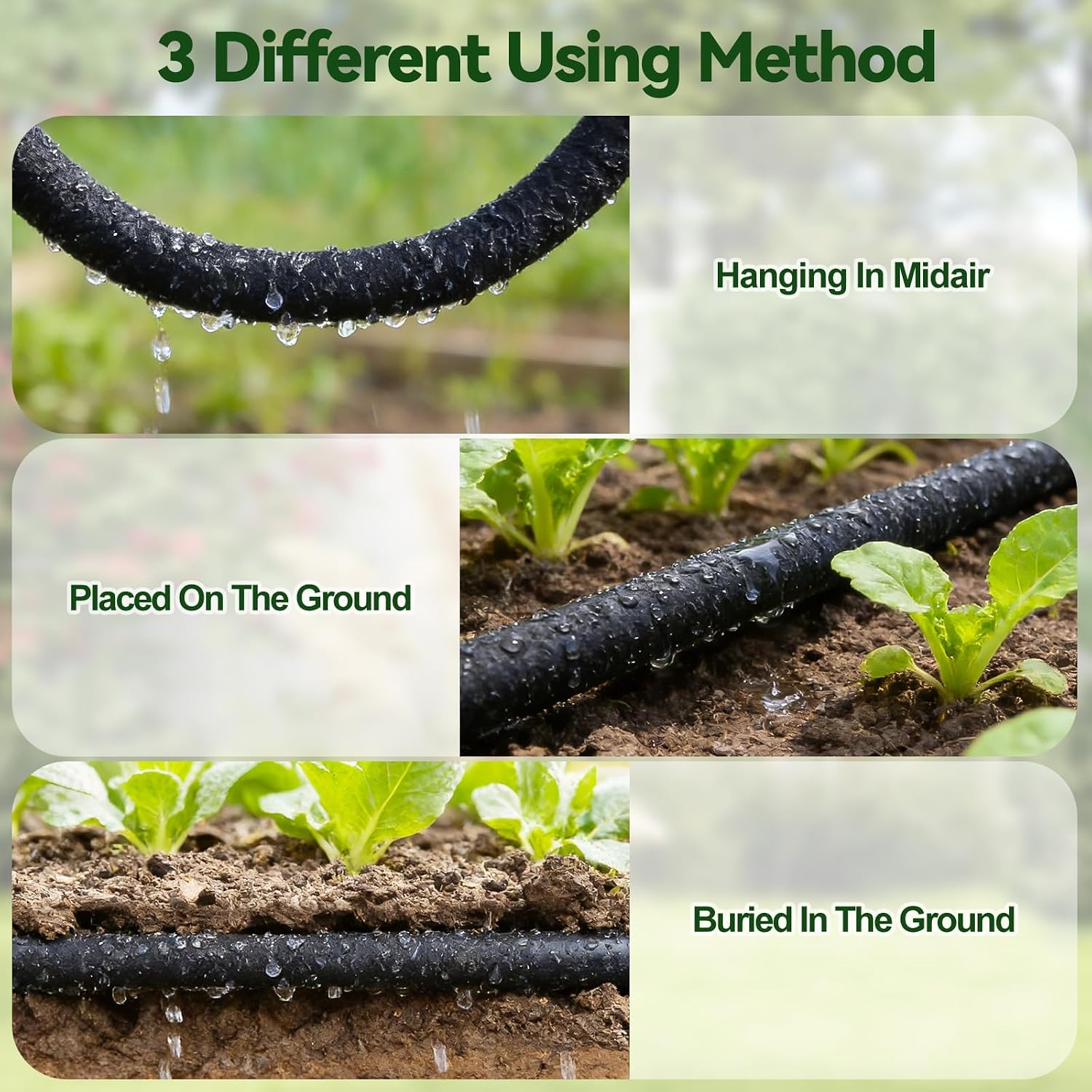 Kalolary 100FT Soaker Hose 1/2" Drip Hose for Garden 80% Water Saving Drip Hose with Brass Connectors Drip Irrigation