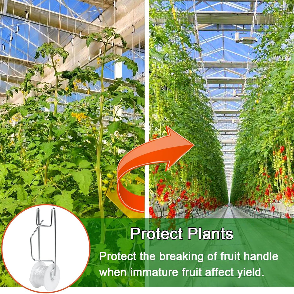 Tomato Support Hooks with String 20 Pcs,100 Pcs Plant Support Clips for Climbing Plants,Tomato Trellis Roller Hooks