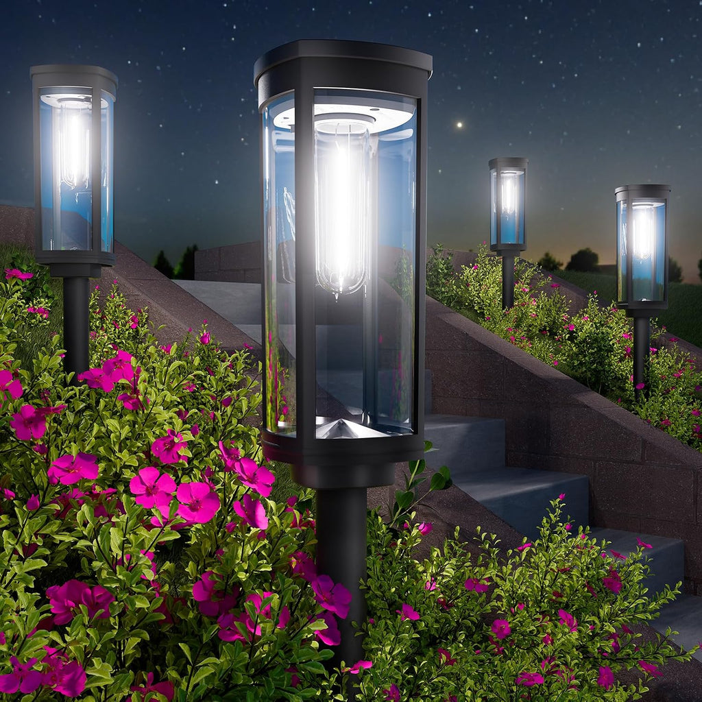 BITPOTT Solar Powered Pathway Lights, 2 Pack, Cool White, IP65