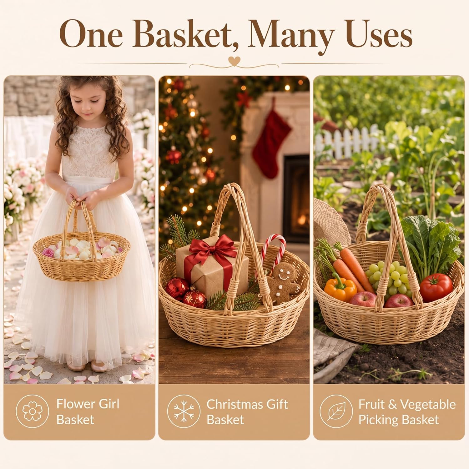 Sintuff 6 Pcs Small Wicker Picnic Basket with Handle, Oval Willow Woven | 12.6 x 8.27 x 3.15 Inch, Oval Willow Woven