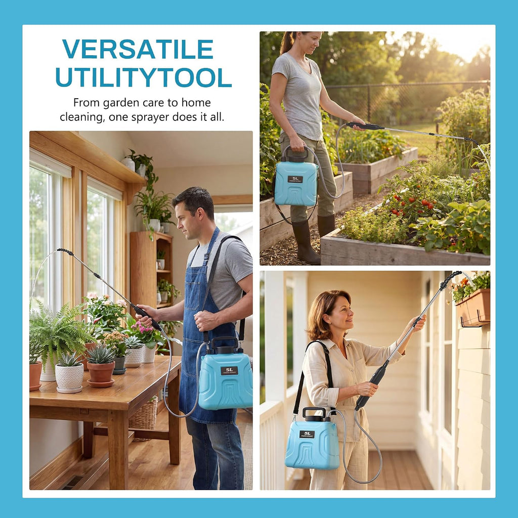 High Reach Plant Waterer with Spray Can Electric Water Sprayer | with Telescopic Wand and Water Hose, 180° Adjustable